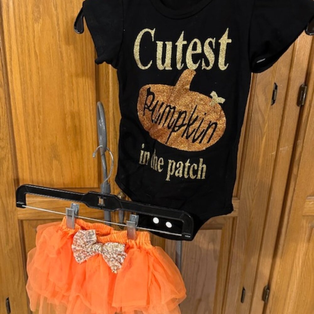 "Cutest Pumpkin in the Patch" Orange & Black Tutu Set    7398  NWT Boutique - Picture 4 of 7